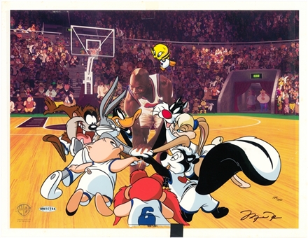 1997 Michael Jordan Signed Space Jam "Tune Squad" Hand Painted Animation Cel Limited Edition #589/750 (UDA)
